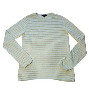 Ann Taylor Sweater Womens Small Blue Silver Stripe Crewneck Pullover Lightweight
